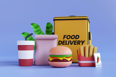 3D food delivery conceptの写真素材