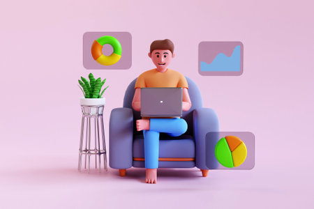 3D online analytics conceptの写真素材