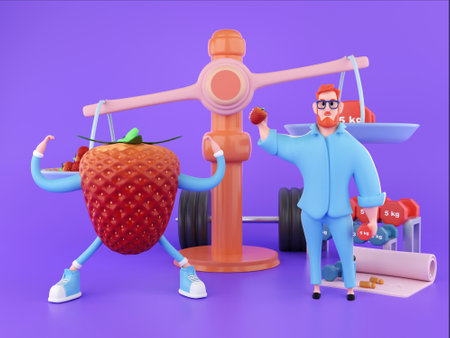 3D healthy lifestyle conceptの写真素材