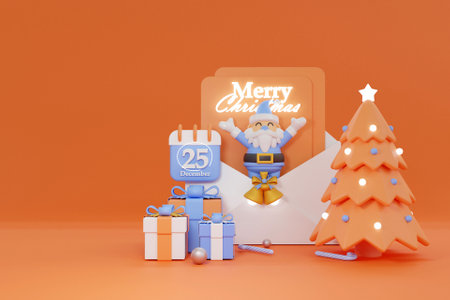 3D Christmas concept with copy space
