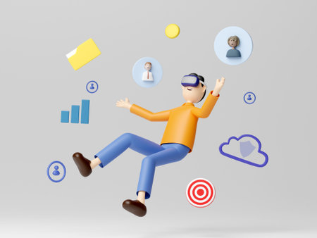 3D concept of communication with internet