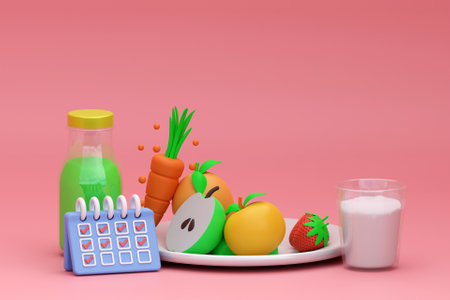 3D healthy eating conceptの写真素材