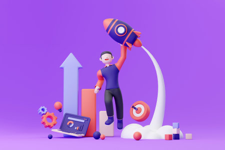 3D start up business conceptの写真素材