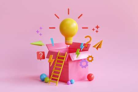 3D thinking out of the box concept