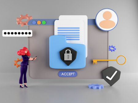 3D computer security conceptの写真素材