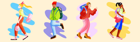 Travelers with baggageのイラスト素材