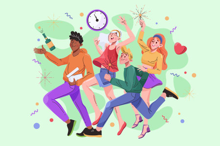 Young people going countdown party for new year