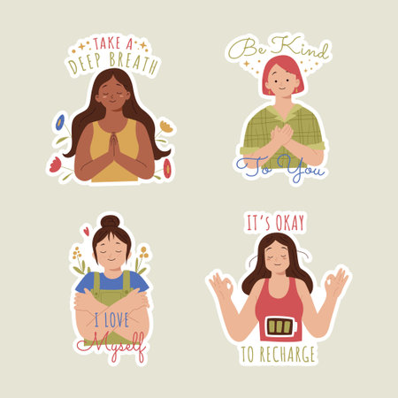 Stickers with positive mind conceptのイラスト素材