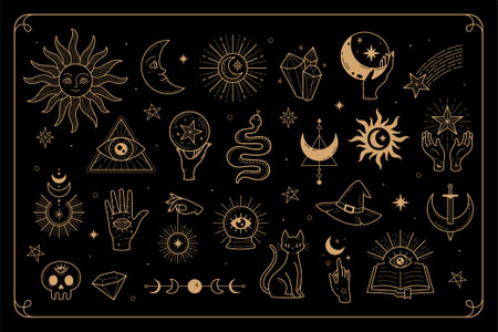 Esoteric design elementsのイラスト素材