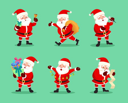 Cute Santa Claus on green backgroundのイラスト素材