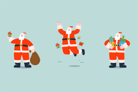 Santa Claus isolated on blue backgroundのイラスト素材