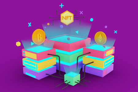 3D NFT and cryptocurrency conceptの写真素材