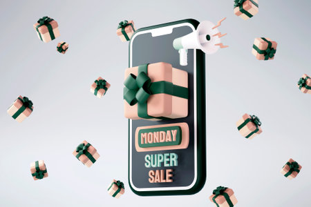 3D online shopping conceptの写真素材