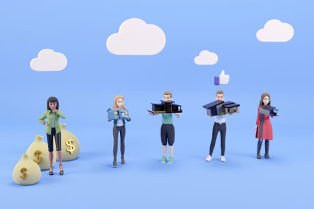 3D people selling their housesの写真素材