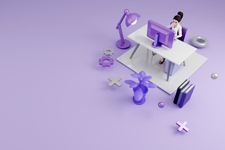 3D woman at workの写真素材