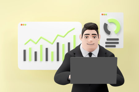 3D man with sales performance conceptの写真素材