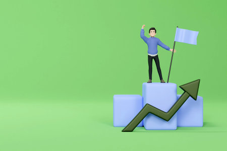 3D man with business goal conceptの写真素材