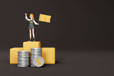 3D woman with business goal conceptの写真素材