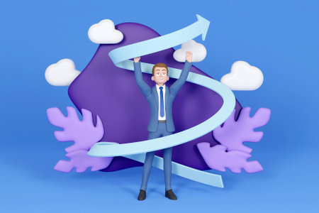 3D motivated businessmanの写真素材