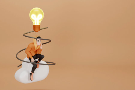 3D man with idea concept