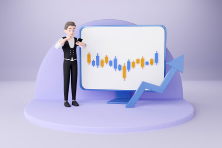 3D man with stock market conceptの写真素材