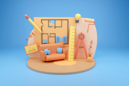 3D home layout design conceptの写真素材