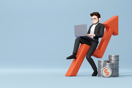 3D man with productivity conceptの写真素材