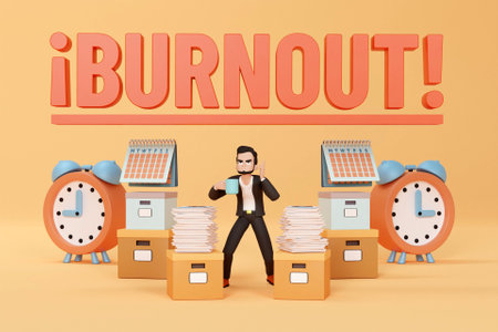 3D worker burnout concept