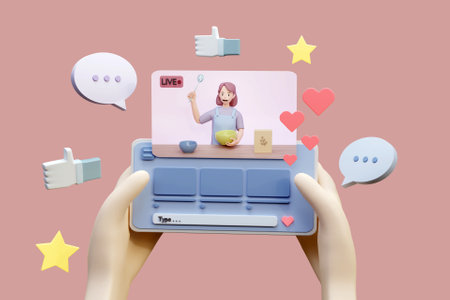3D live streaming conceptの写真素材