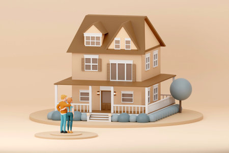 3D couple with dream houseの写真素材