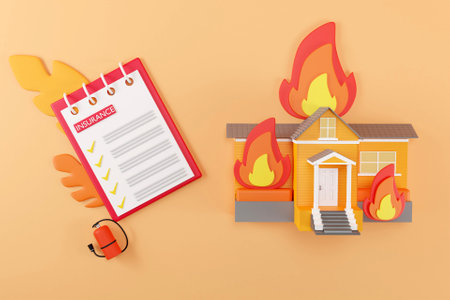 3D fire insurance conceptの写真素材