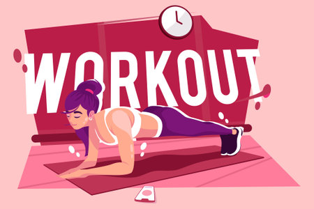 Workout concept with woman doing a plankのイラスト素材