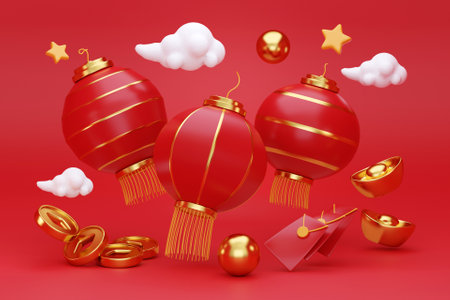 3D Chinese New Year theme designの写真素材