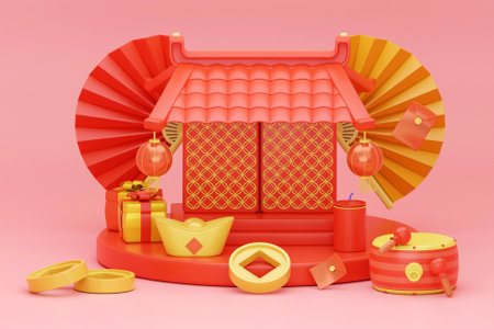 3D Chinese New Year theme designの写真素材