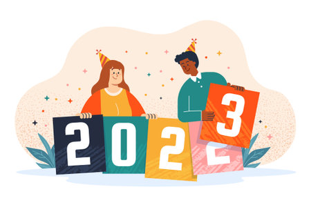 People counting down to year 2023 concept