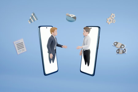 3D online business deal concept