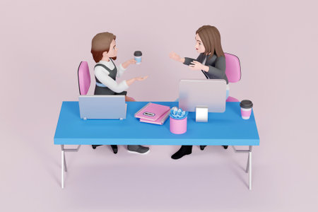 3D women at work having a conversation