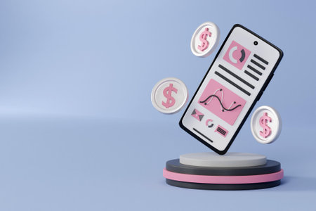 3D mobile phone with business investment concept