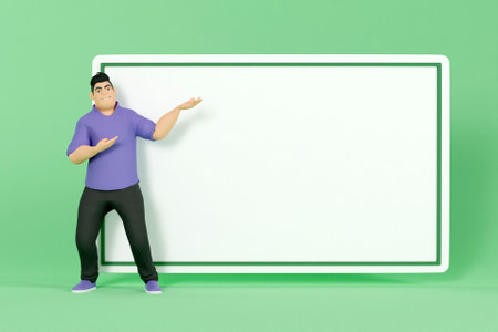 3D confident man with copy space