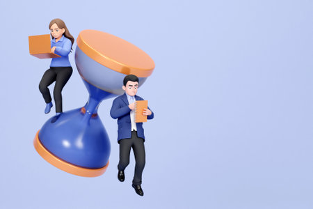 3D people struggling with deadline conceptの写真素材