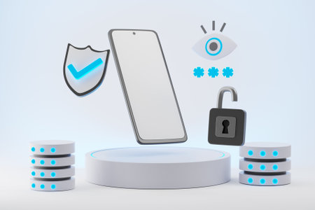 3D mobile phone security conceptの写真素材