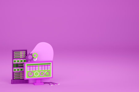 3D computer and network conceptの写真素材
