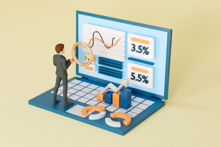 3D stock market analysis concept