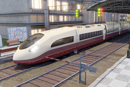 3D modern railway bullet trainの写真素材
