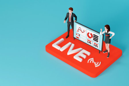 3D people with live broadcasting concept