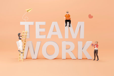 3D teamwork conceptの写真素材