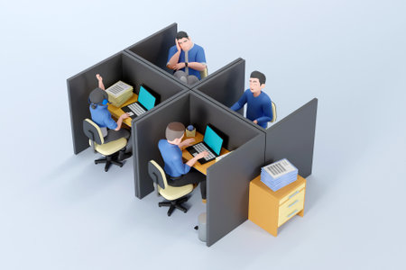 3D people working in officeの写真素材