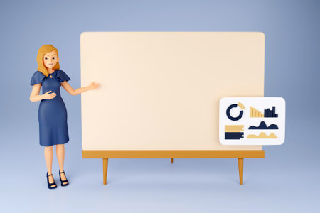 3D woman with presentation conceptの写真素材