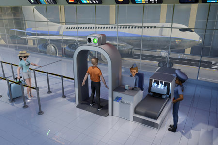 3D airport security scanning conceptの写真素材