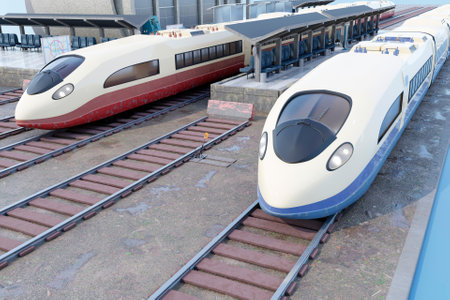 3D modern railway stationの写真素材